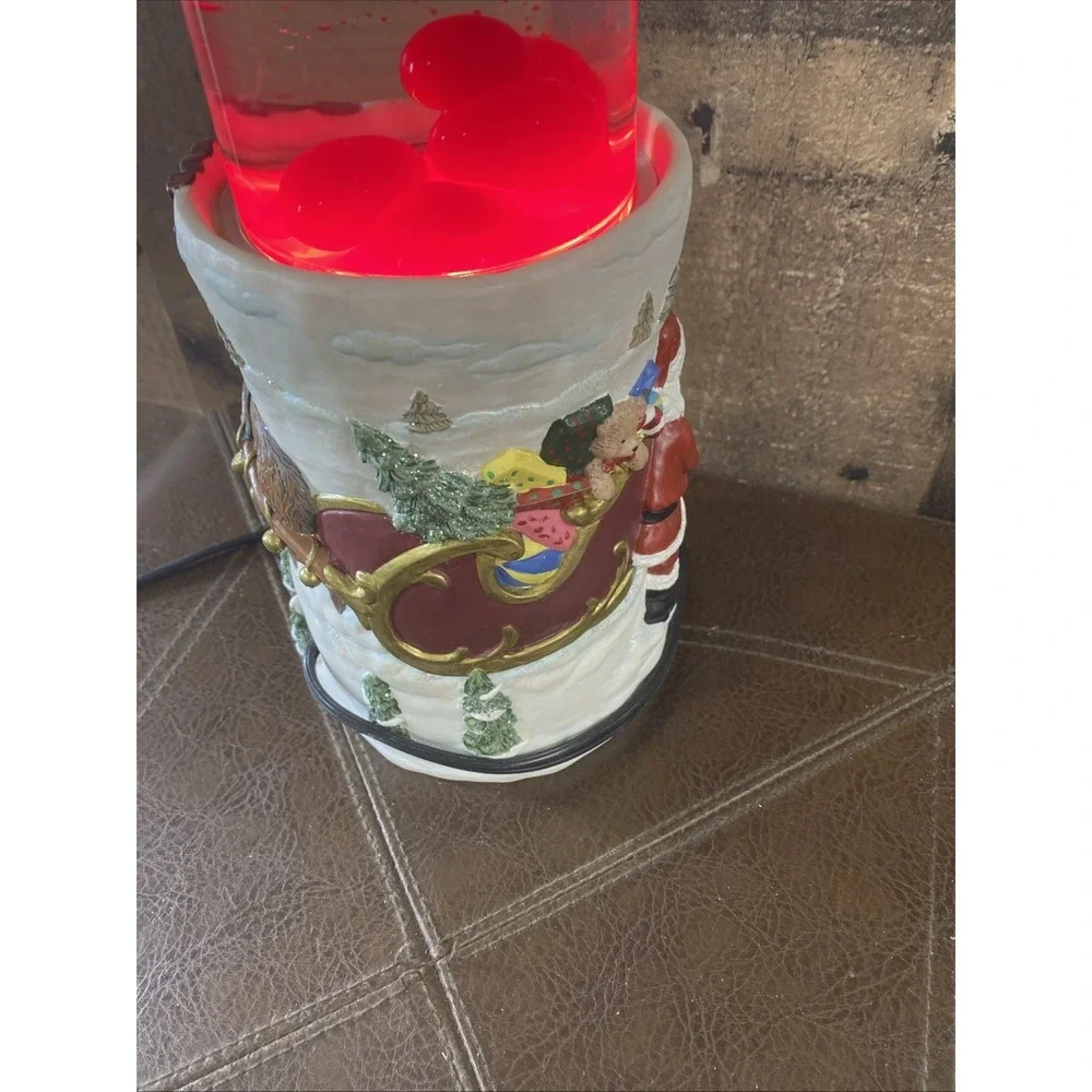 Vintage 1990s Creative Motion Christmas Lava Lamp Snowman & Santa Claus‎ Scene